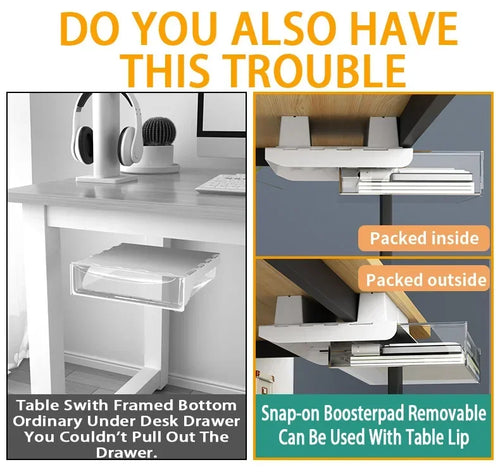 Hidden Under Desk Drawer Storage Office Organizer Desk Self Adhesive Drawers Plastic Undertable Accessories Storage Box Drawe